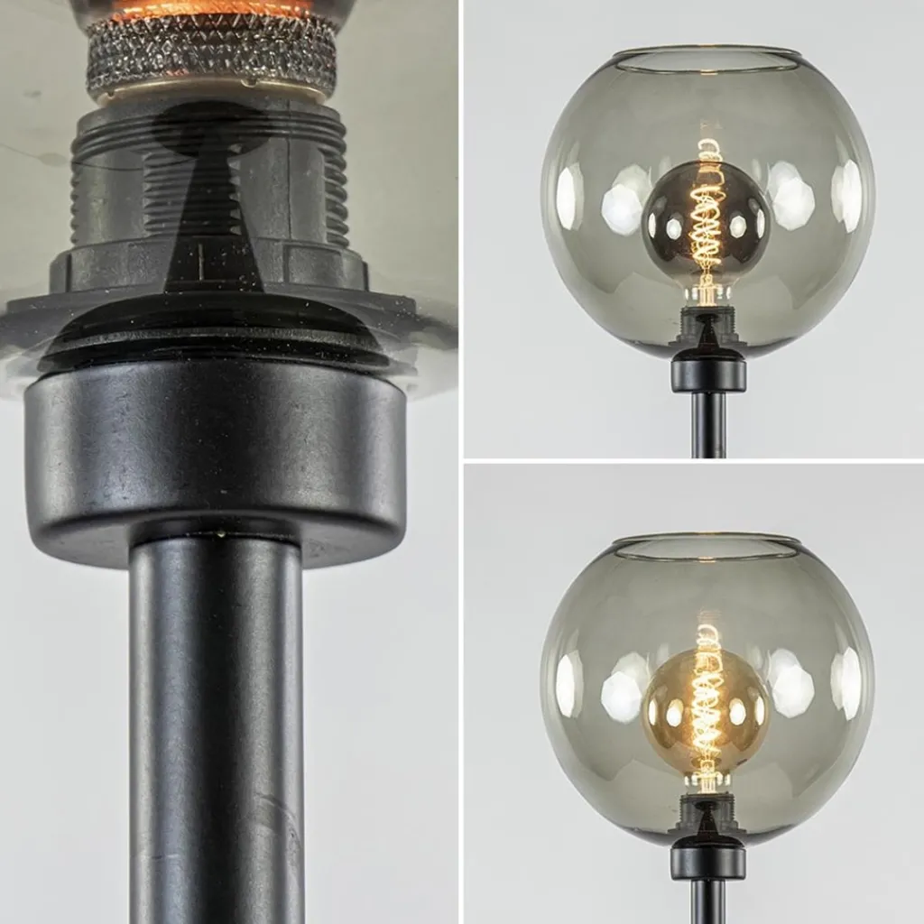 Vloerlamp zwart met smoke glazen kap>Straluma Outlet