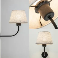 Wandlamp Chicago zwart/zandkleur kap><noscript><img width=