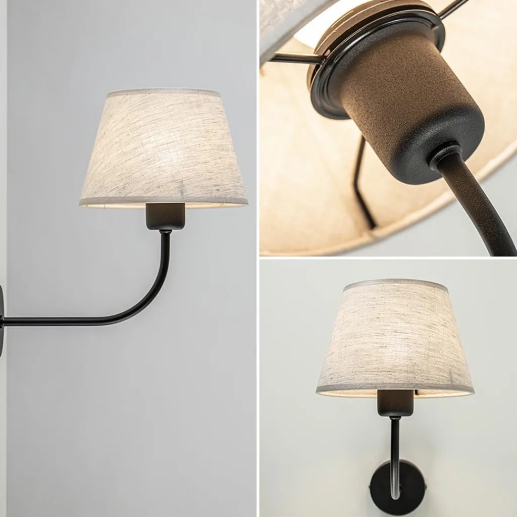 Wandlamp Chicago zwart/zandkleur kap>Straluma Flash Sale
