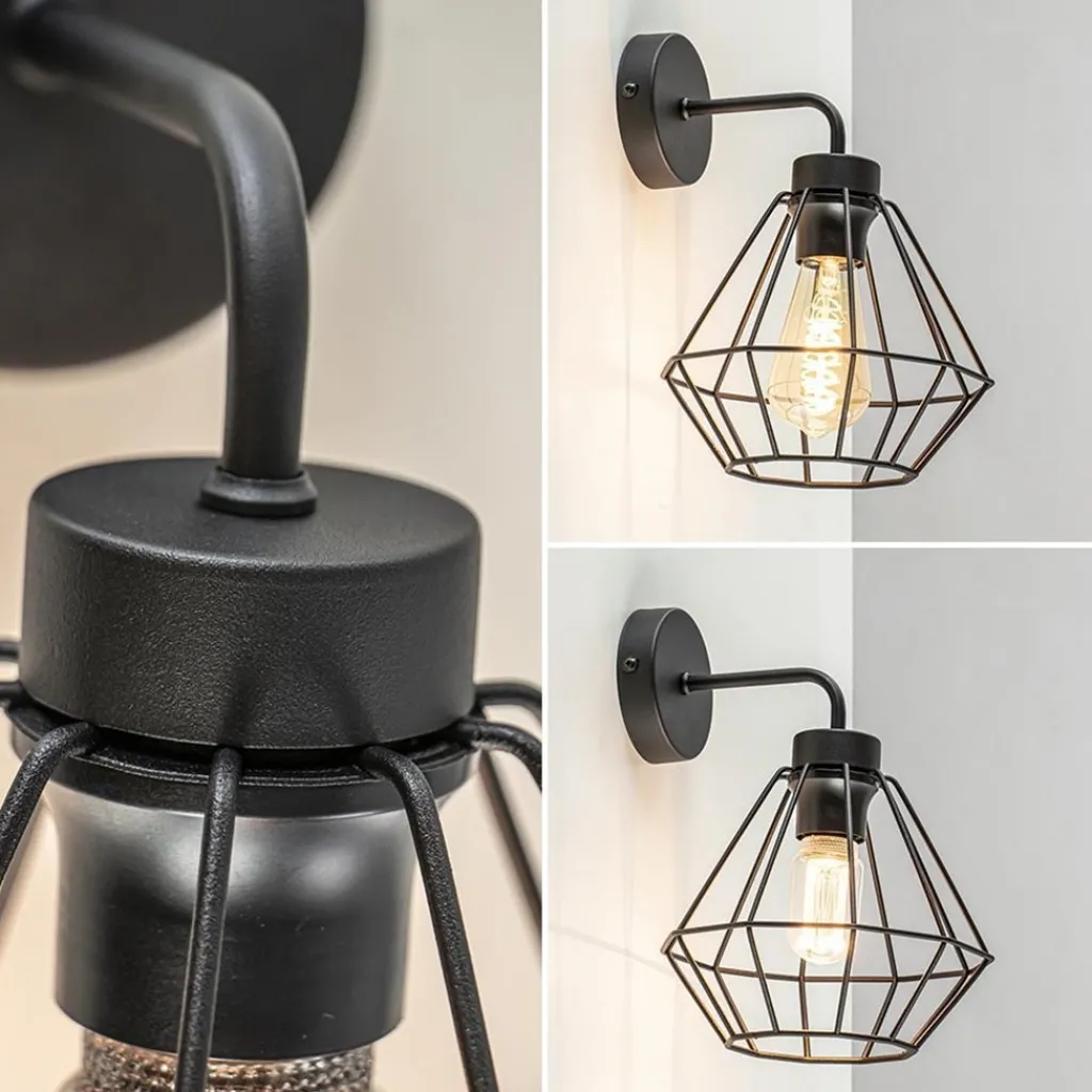 Wandlamp draadkorf zwart>Straluma Fashion