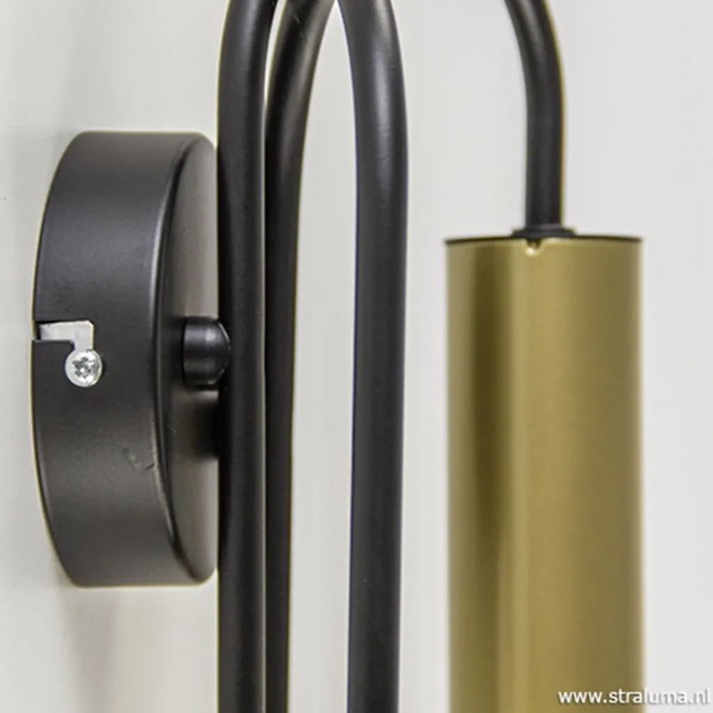Wandlamp toog dubbel zwart/mat goud>Straluma Clearance