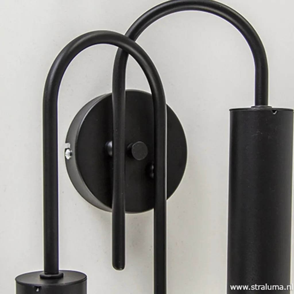Wandlamp toog dubbel zwart>Straluma Sale