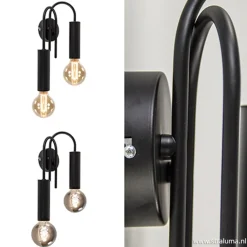 Wandlamp toog dubbel zwart><noscript><img width=