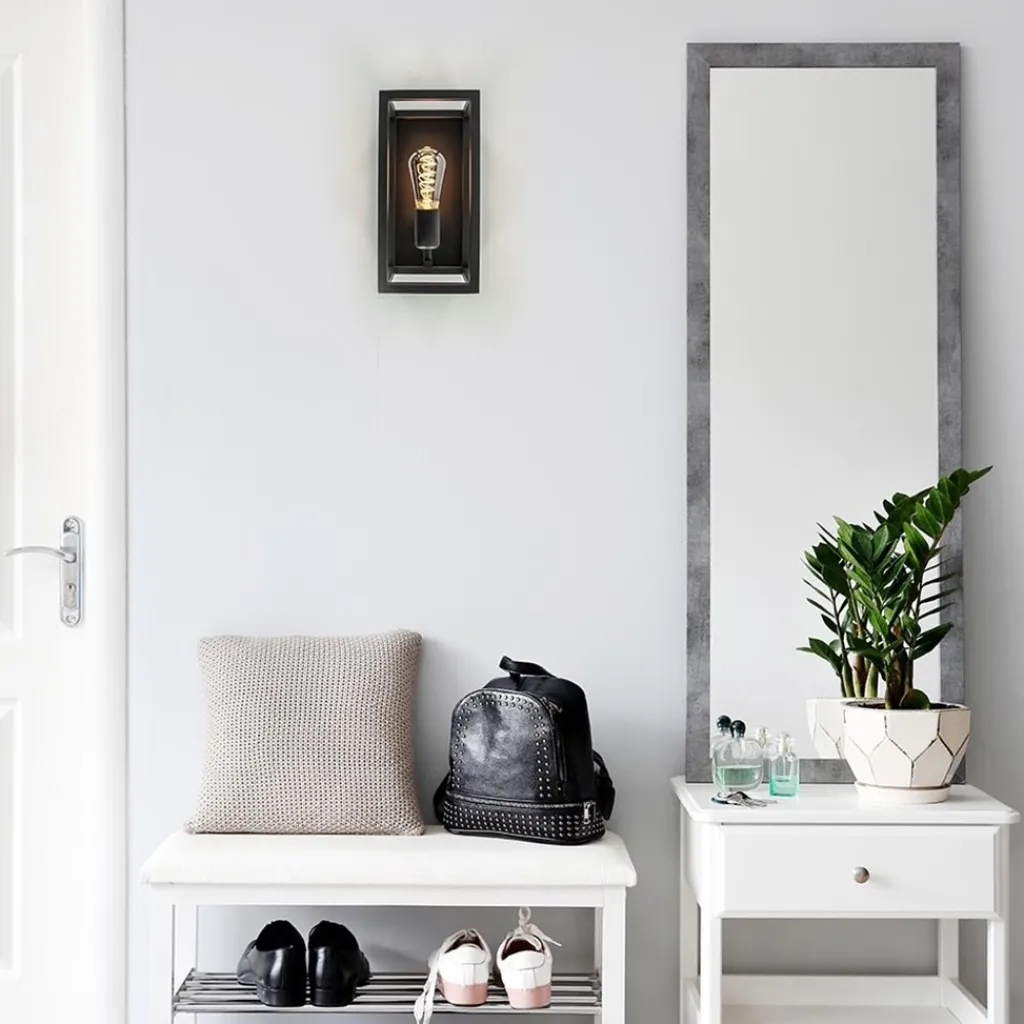 Wand-/plafondlamp rechthoek frame zwart>Straluma Shop