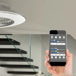 Zilveren ventilator met LED en bluetooth><noscript><img width=