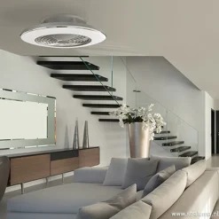 Zilveren ventilator met LED en bluetooth><noscript><img width=