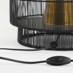 Zwarte draad tafellamp met brons><noscript><img width=