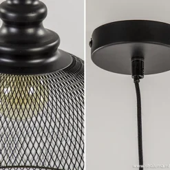 Zwarte hanglamp Karla met gaas><noscript><img width=
