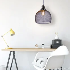 Zwarte hanglamp Karla met gaas><noscript><img width=