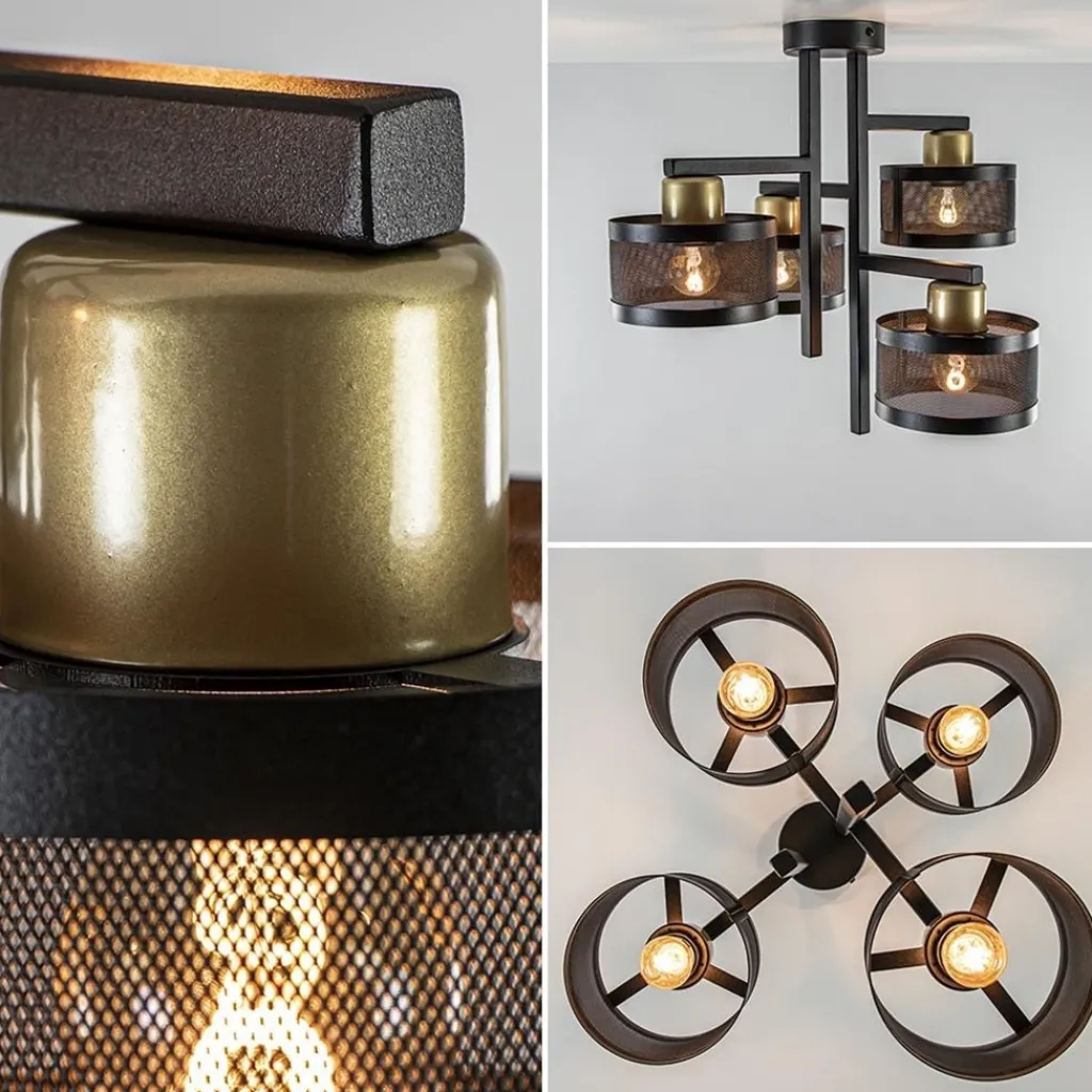 Zwarte 4-lichts plafondlamp met ronde kappen>Straluma Hot