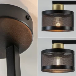 Zwarte 4-lichts plafondlamp met ronde kappen><noscript><img width=
