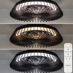 Zwarte plafondventilator mini met dimbaar LED>Straluma New
